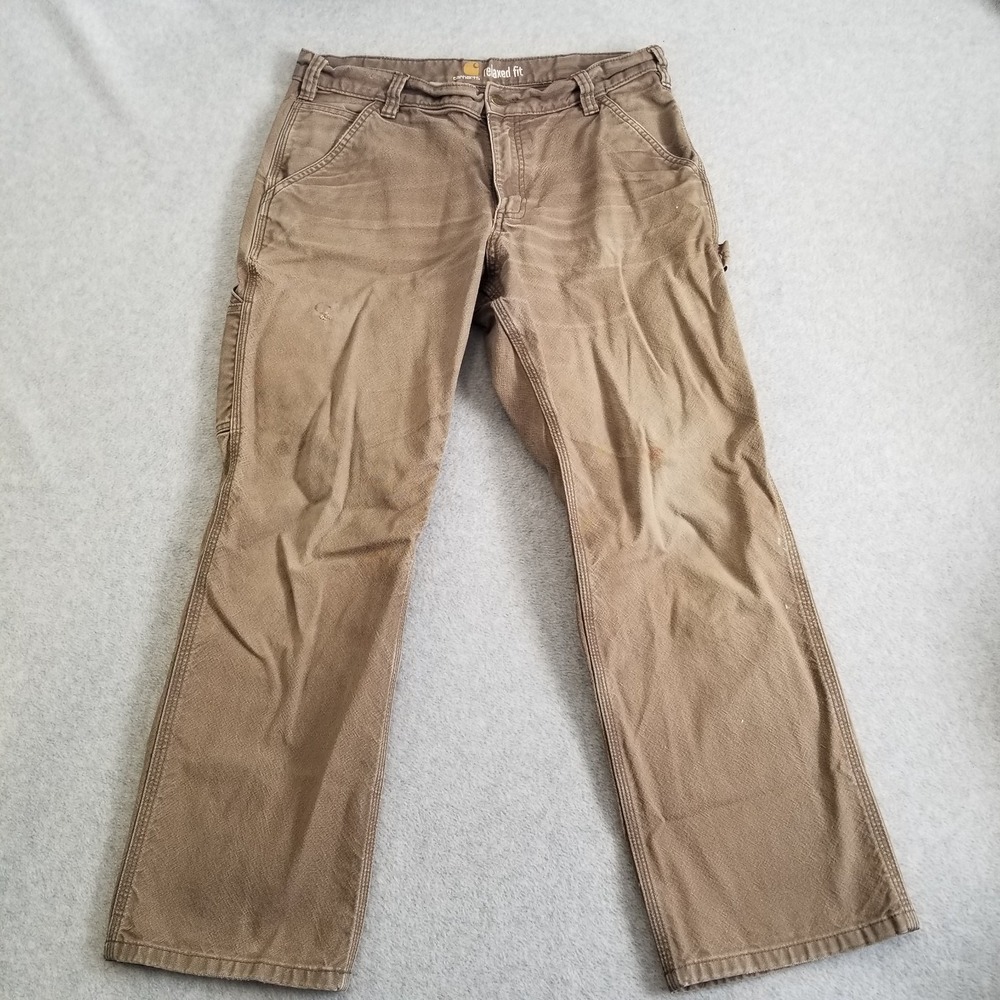 Carhartt Carpenter Pants Mens Fits 32x28‎ Brown Workwear Canvas Distressed